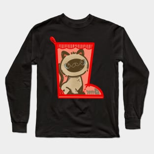 Puss in Santa Boot Long Sleeve T-Shirt